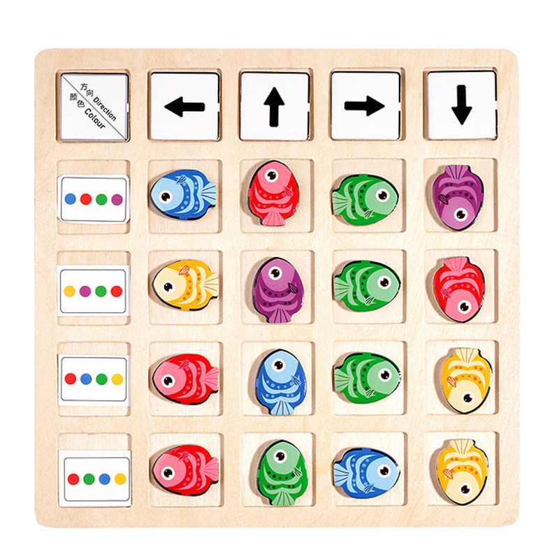 Montessori Wooden Educational Table Games Toys Direction Color Battle Game Toddler Early Educational