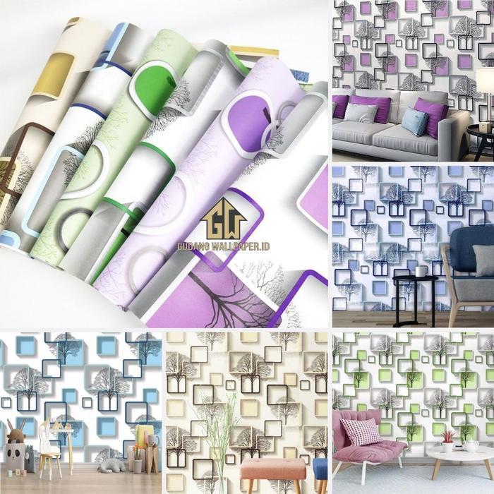 Wallpaper Stiker Dinding Ukuran 45Cm x 8Meter Motif Kotak-Kotak 3D Per Roll Gudang Wallpaper ID