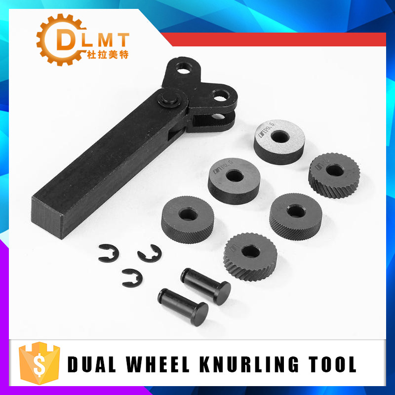 Dual Wheel Knurling Tool Kit 7pcs 1mm 1.5mm 2mm Wheel Linear Pitch Knurl Set Steel Lathe Cutter Whee