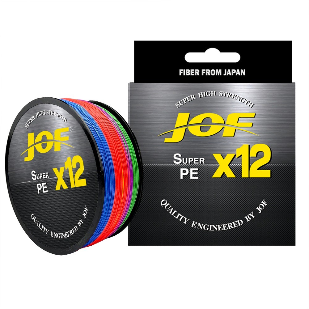 JOF X12 500M 300M 100M Braided Fishing Lines 12 Braid Weaves 25-92LB Smooth PE Multifilament Line