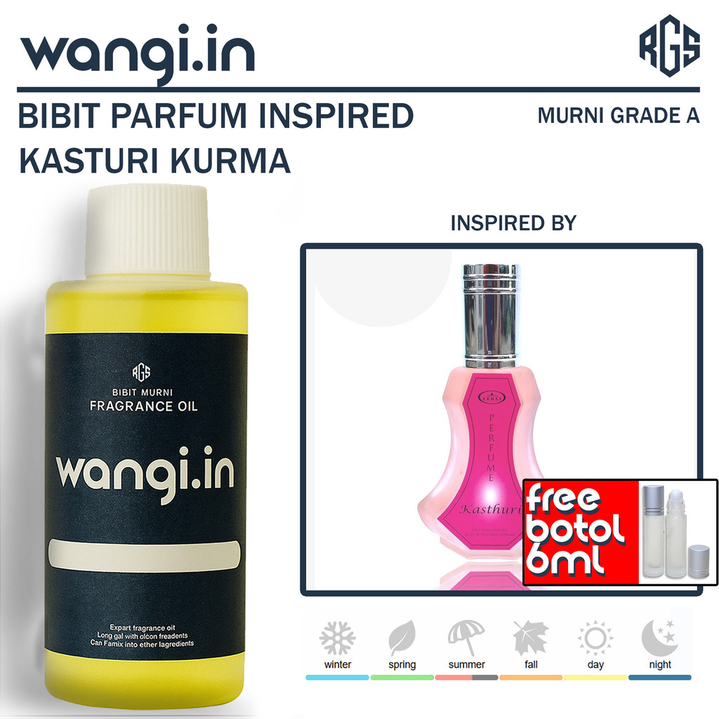 100ML KASTURI KURMA - WANGI.IN BIBIT PARFUM NON-ALKOHOL PRIA WANITA BIANG MINYAK WANGI MURNI GRADE A