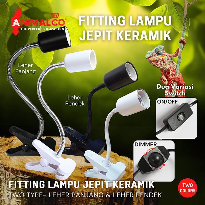 FITTING LAMPU REPTILE JEPIT DIMMER KERAMIK LEHER PANJANG PENDEK KURA SULCATA REPTILE