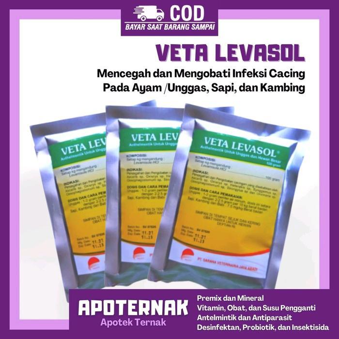 VETA LEVASOL 100 gram - Obat Cacing Untuk Ayam Unggas Sapi dan Kambing - Saveta