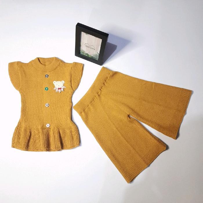 Set Kulot Rajut 1-5 Tahun Premium Benang Woll Acrylic / Set Kulot Anak Perempuan Kuning Pink Parsel