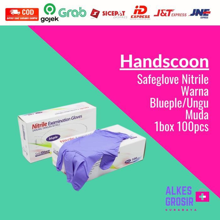 SARUNG TANGAN NITRILE ONEMED 1BOX HANDSCON KARET MEDIS HANDSCOON UNGU