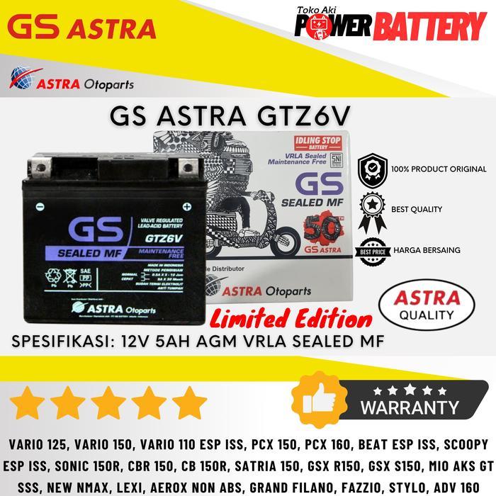 Aki Motor Gs Astra Gtz6V Gtz 6V Honda Pcx 125 Cbu Pcx 150 Pcx 160