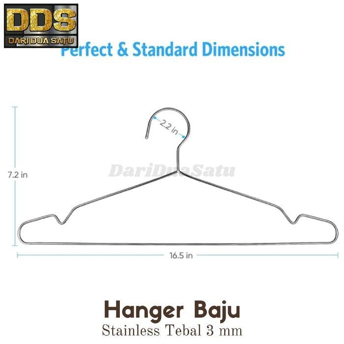 Gantungan Baju Dewasa Stainless Tebal 3 mm Hanger Stainless isi 6 pcs