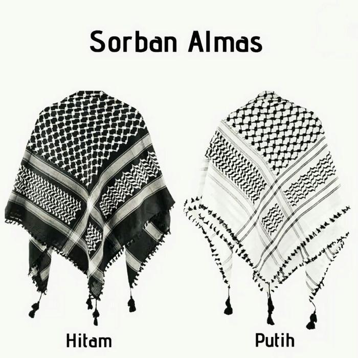 Sorban Almas Sorban Arifat Sorban Segi Empat Putih Hitam Premium