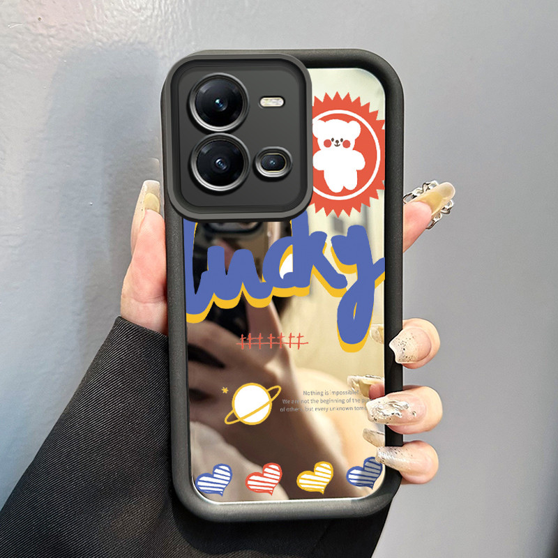 Casing Hp Untuk VIVO V25 5G VIVO V25E VIVO X80 Lite 5G Case Lucky Little bear Kesing cermin Kasing S