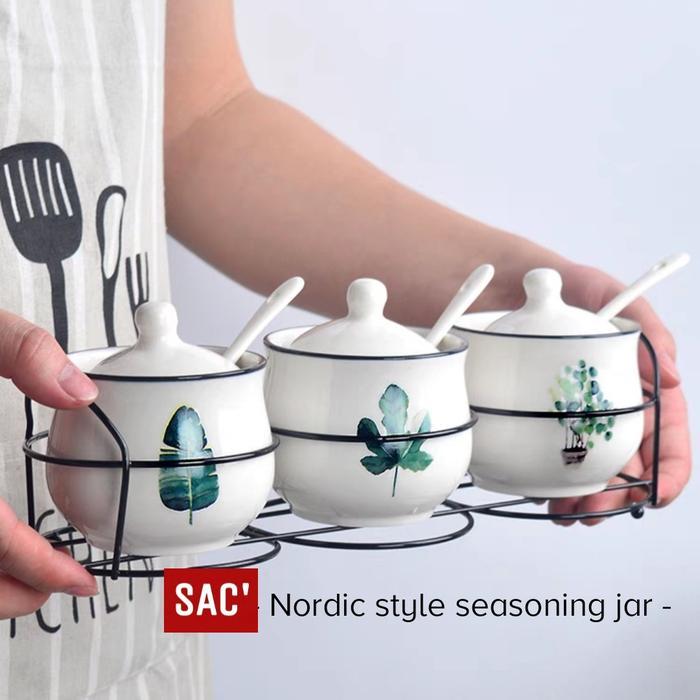 (PROMO RAMADHAN) VERDA SEASONING JAR TEMPAT BUMBU DAPUR SET TOPLES KOPI GULA KERAMIK PREMIUM