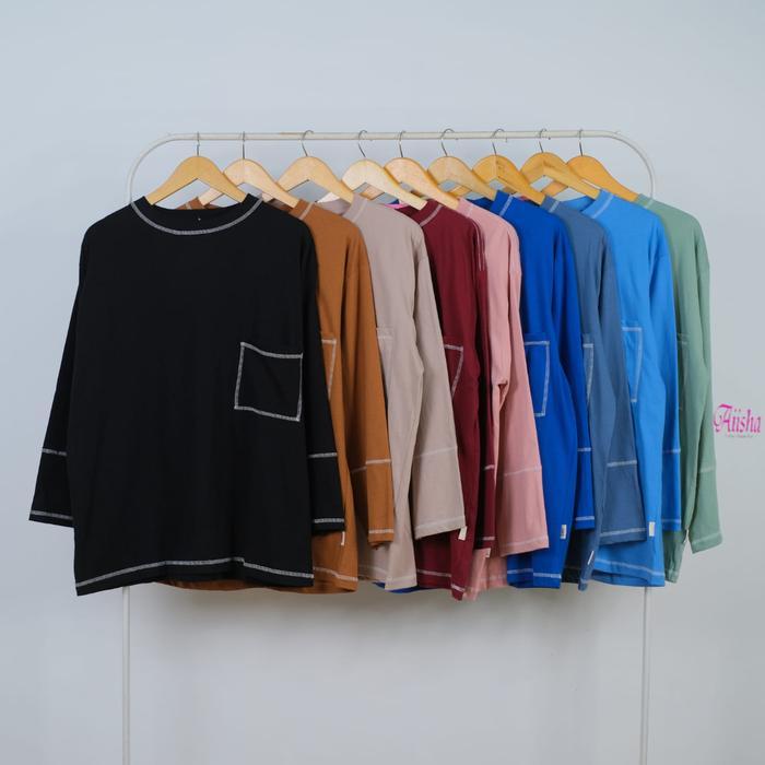 AIISHA Kirani Kaos Cotton 100% Atasan Kaos Wanita Panjang Bahan Katun Premium LD 110-130 Cewek