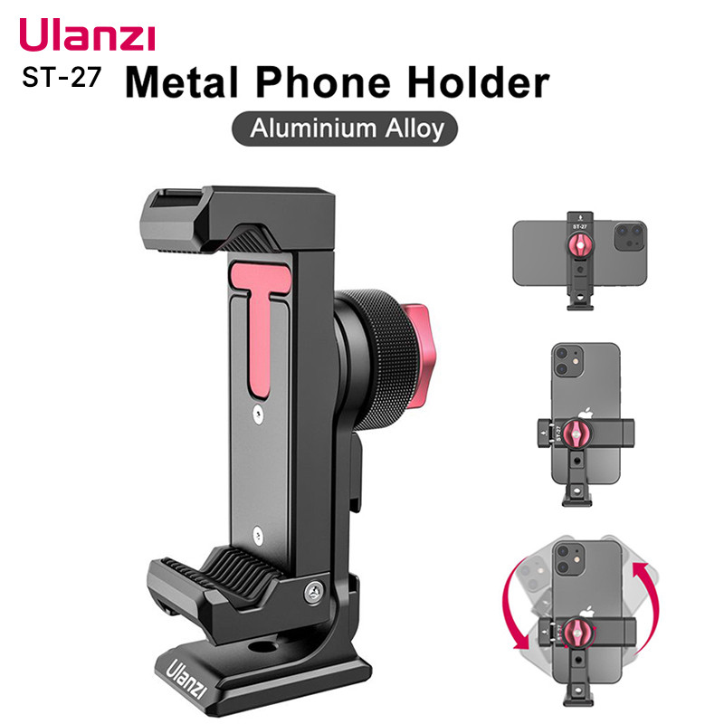 Ulanzi St-27 Phone Holder Metal Clamp With Cold Shoe Arca 360Rotatable Tri Mount Clip For Vlog