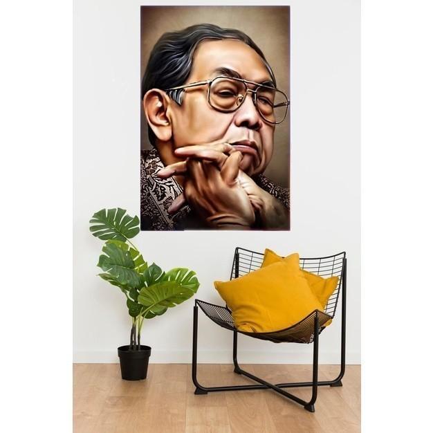 Murmer_Asix Hiasan Dinding Gambar Gusdur Ukuran 47X31 Dekorasi Foto Bingkai Kayu