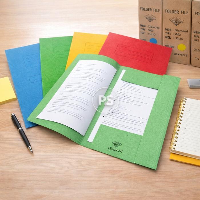 Premium Map Folder Diamond Folio 5002 Map Arsip Kertas Plastik Tebal Warna Original