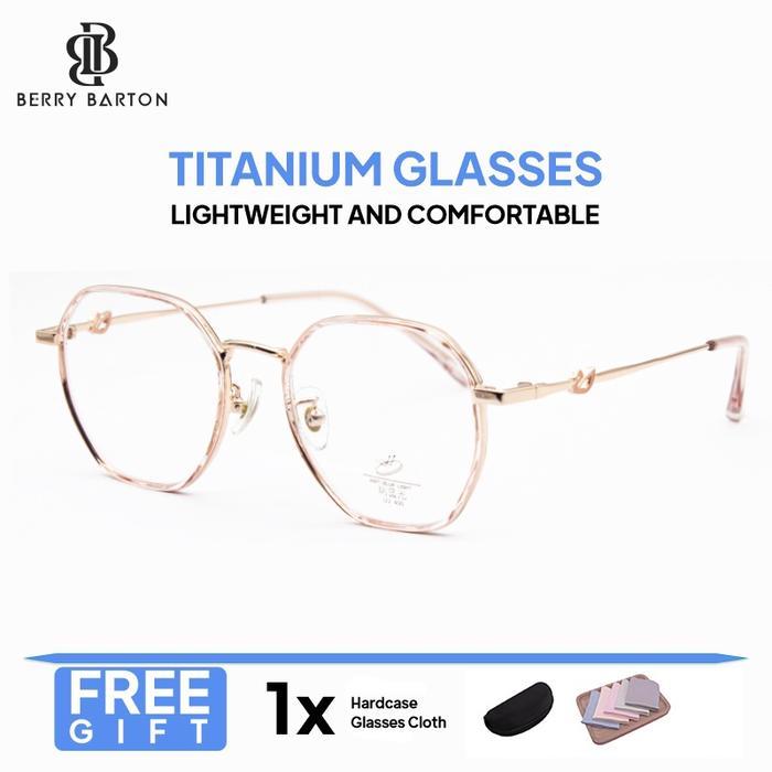 Berrybarton - Kacamata Segi Enam Titanium Anti Radiasi Blueray Photocromic Pria Wanita 0608
