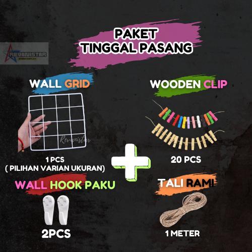 Paket wire grid 35x35cm + 20pcs wooden klip + tali rami ram hijang