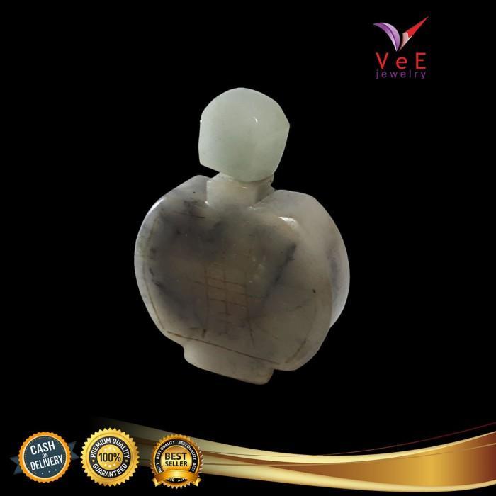 Barang Antik Batu Giok Kuno Asli Cina Jade Snuff Bottle Abu-Abu- Vee