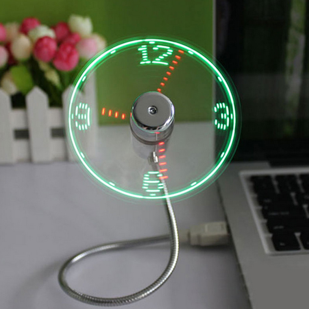 New Durable Adjustable USB Gadget Mini Flexible LED Light USB Fan Time Clock Desktop Clock Cool