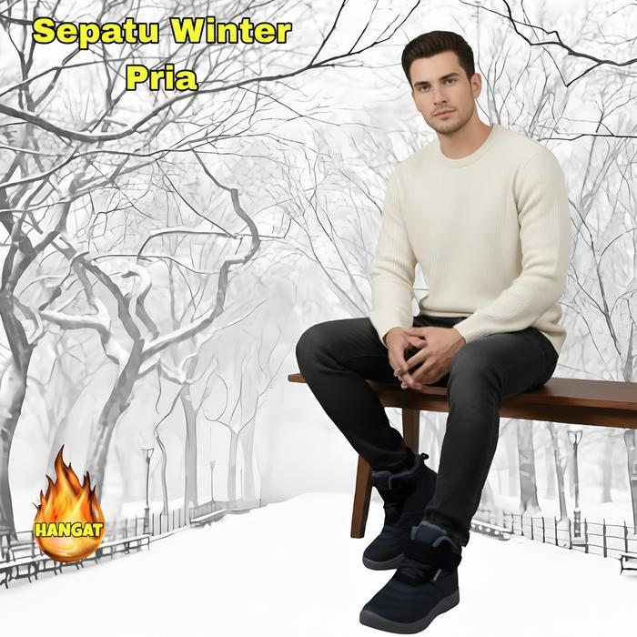 Sepatu winter boots pria waterproof musim dingin salju bulu snow boots pria