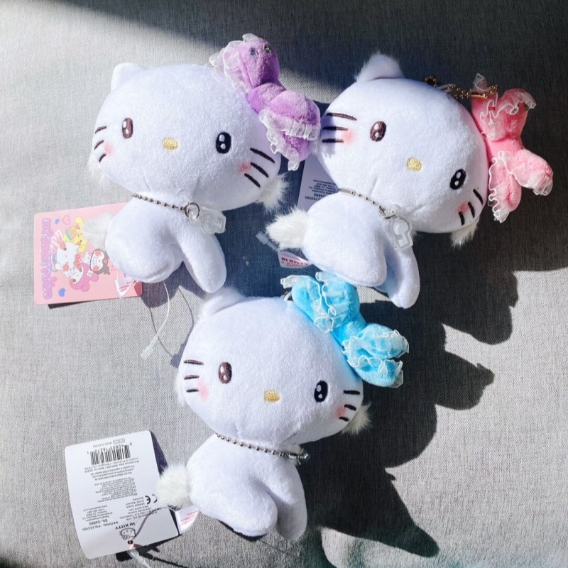 Kawaii Sanrio Hello Kitty 50th Anniversary Plush Keychain Charmmy Kitty Bow Decoration Stuffed Bag