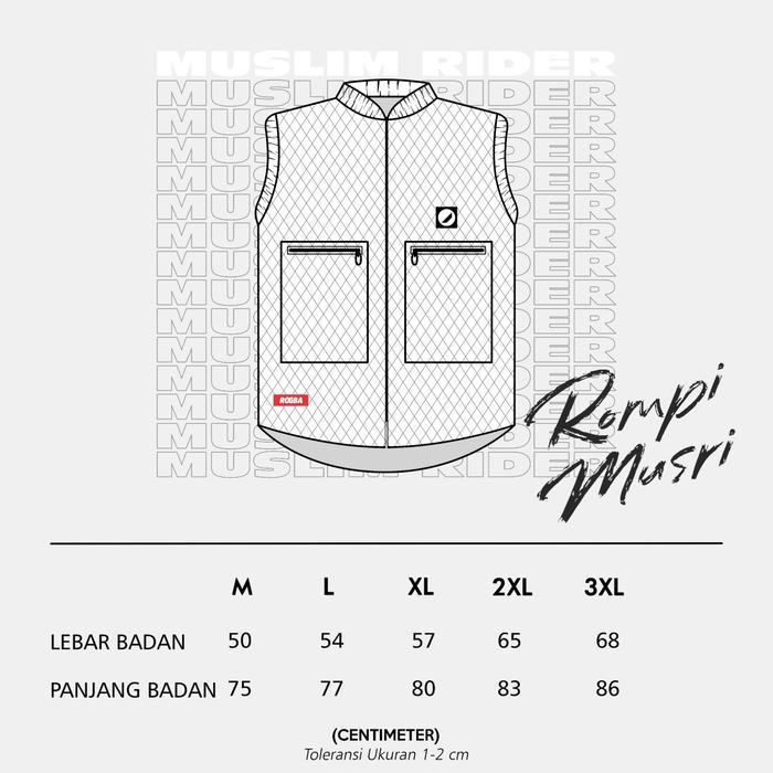 Sale Rompi Musri Rogba M -Xxxl Fleeca Diamond Tebal - Rompi Sholat Motor Pria Riders Dewasa Jumbo