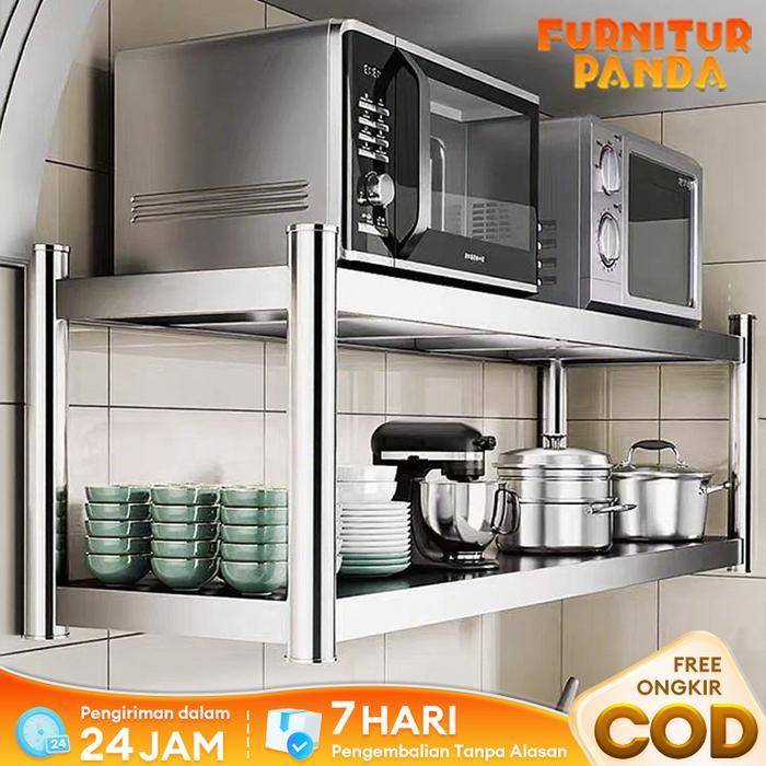 SUS 304 Rak Dinding Dapur Stainless Steel Rak Oven Microwave Rak Bumbu Rak Dinding Baja Tahan Karat