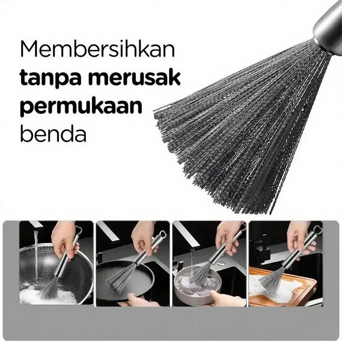 COZYNOOKCODSikat Wajan Lidi Besi Sikat Wajan Panci Dapur Serabut Besi Tahan Lama Dengan Gagang