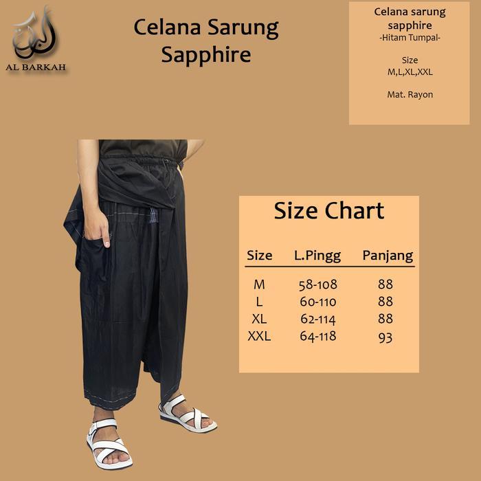 Celana Sarung Sapphire Hitam Tumpal Perlengkapan Sholat Pria Dewasa Remaja Kain Muslim