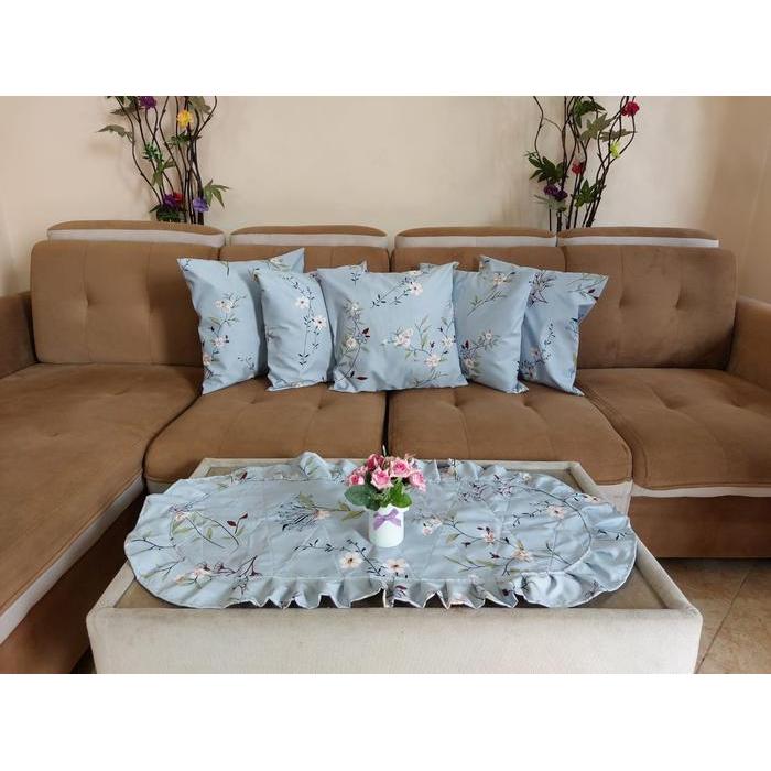 Premium Sarung Bantal Kursi Sofa 1 Set Murah 40X40 Plus Taplak Meja Terbaru Original