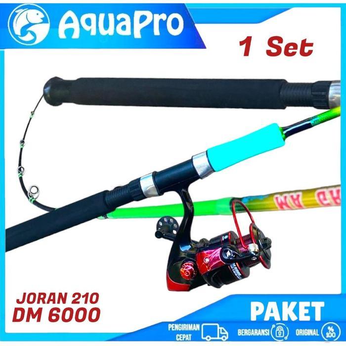 1 SET PAKET COMBO JORAN PANCING AQUAPRO MAX DRAG 16KG 150-210 CM LENGKAP RODA REEL PANCING SPINNING