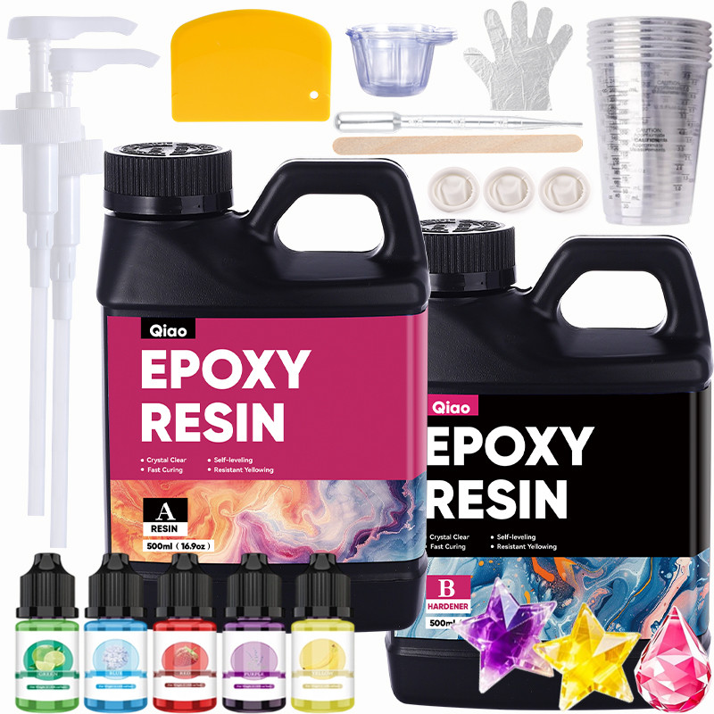 500/1000ml Crystal Clear Epoxy Resin Kit Bubble-Free Fast Cure Resin Set for Jewelry Making Diy