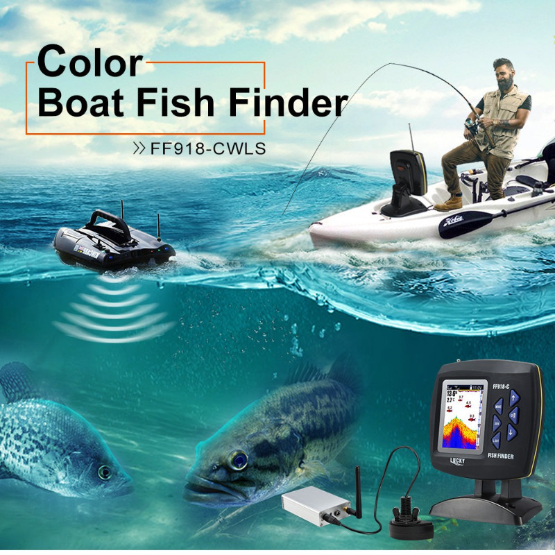 LUCKY FF918 Remote Control Fishing Boat Wireless Sonar Smart Fish Finder Working Range 300m Depth