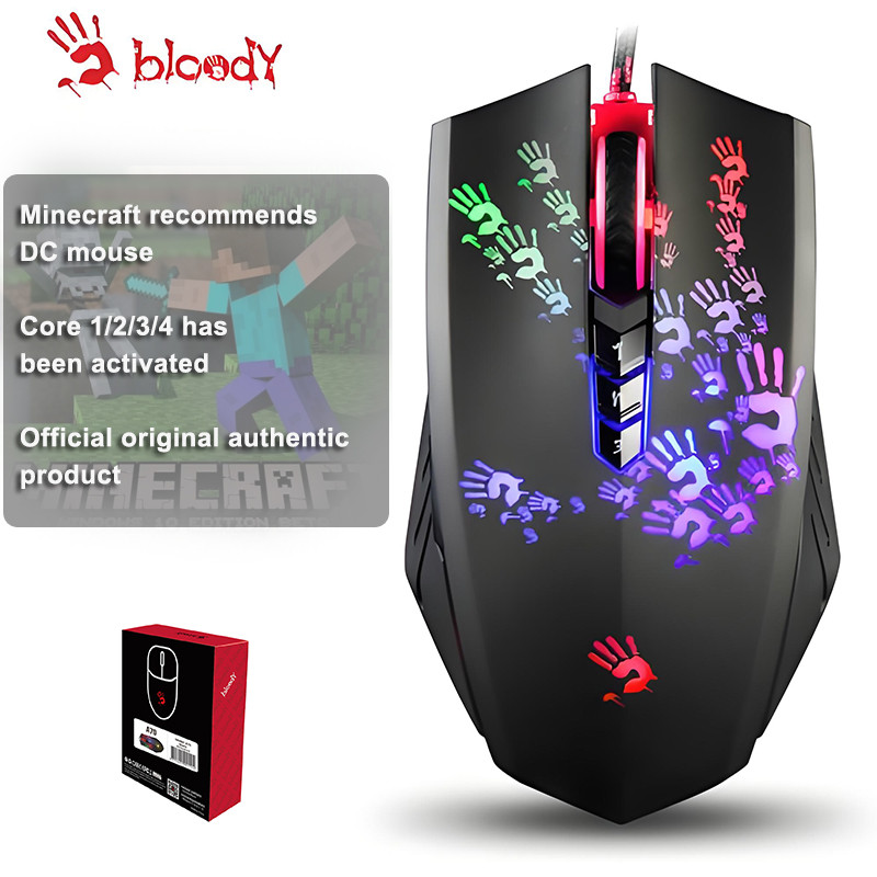 A4Tech Bloody A60 Gaming Mouse,RGB Mouse,Drag Click , 6200 CPI, 8 Macro Keys, X'Glide Metal Boot,