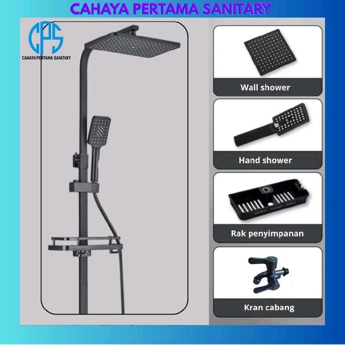 Shower Tiang Set Kotak Hitam/Shower Tiang Kotak Black Bano