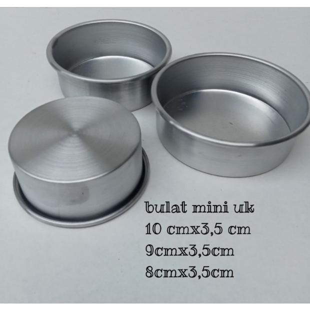 LOYANG KUE BOLU MINI BULAT PRESS 1 SET ISI 3 UKURAN 8CM 9CM 10CM BAHAN ALMUNIUM / CETAKAN BOLU