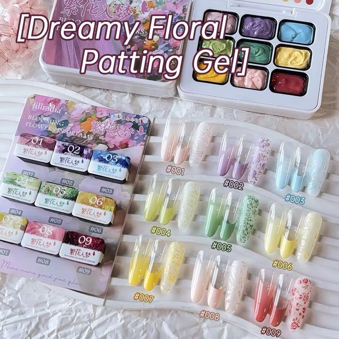 Nail Pat Gel 9 Warna Blooming Flower Palette Gel Oil Painting Ombre Gradasi Kutek Nail Art Polish