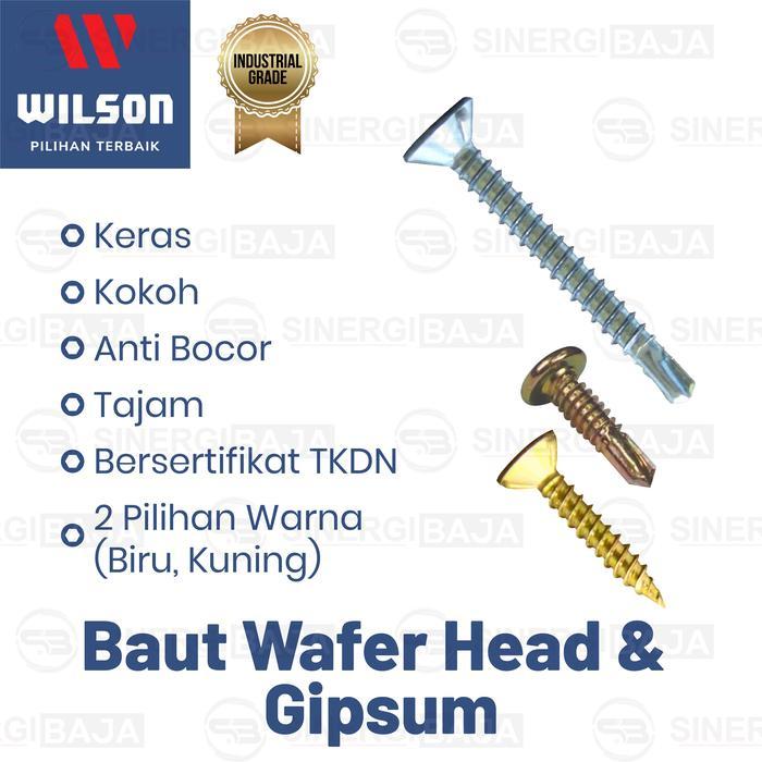 Wilson Screw Sekrup Gypsum Drywall Waferhead Baut Rata - 1 Box