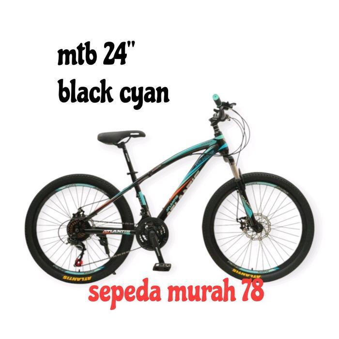 MTB 24 inch atlantis Rem Cakram Hi Ten Steel 21 Speed Ban 24 x 2.35 sepeda gunung Gratis Ongkir