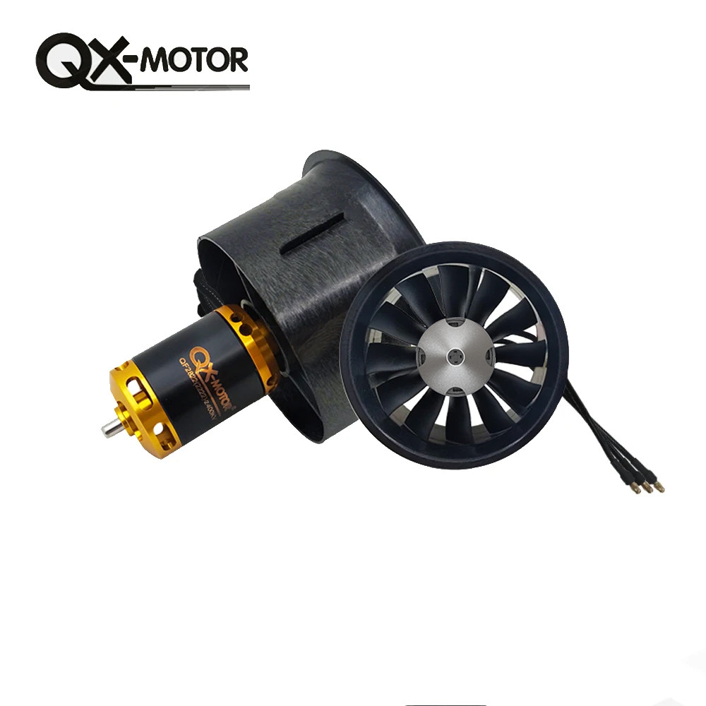 Diskon QX-MOTOR 2822 2400KV 2200KV 6S Brushless Motor  64mm EDF 12 Blades Duct Fan for DIY RC Drone 