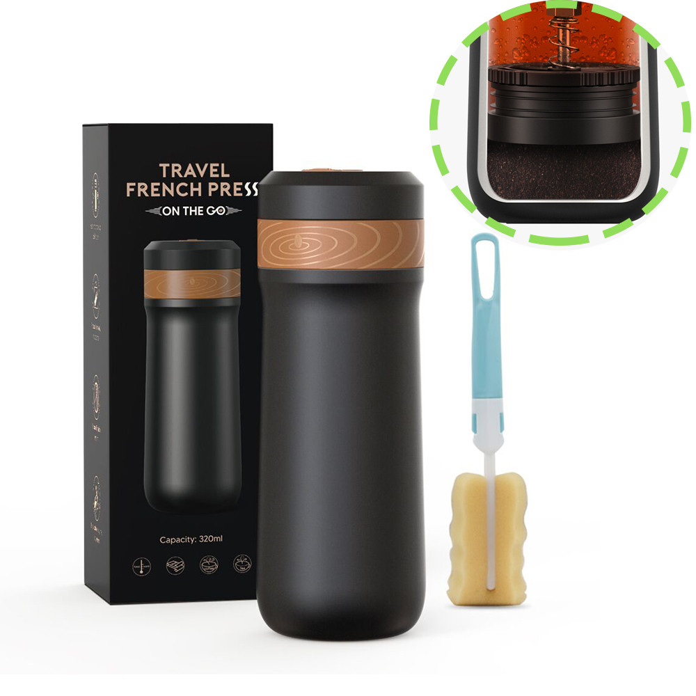 Mesin press filter Perancis alat press kopi luar ruangan portabel dengan cangkir filter penyedot kop