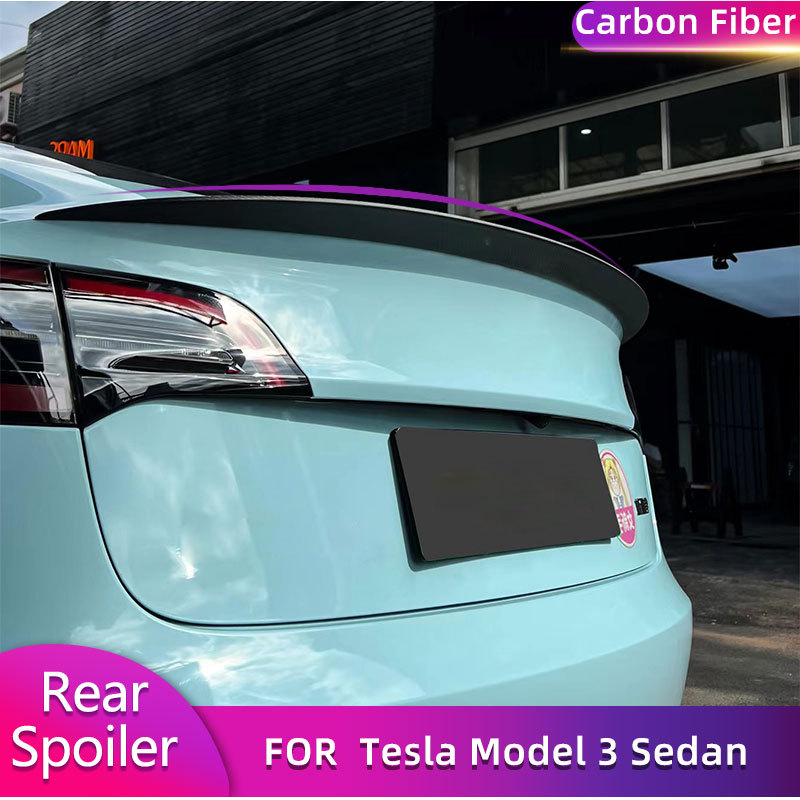 Carbon Fiber Rear Trunk Spoiler Wings for Tesla Model 3 Sedan 4-Door 2018-2020 Car Racing Rear Spoil
