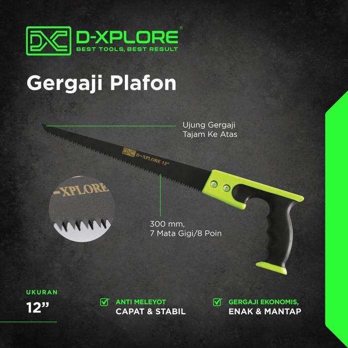 Gergaji Plafon Runcing Anti Mleyot Cepat dan Stabil Gagang PVC Ukuran 12" D-Xplore