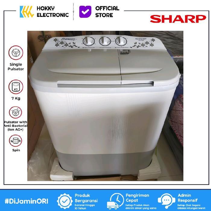 Hemat & Berkualitas Sharp Mesin Cuci 2 Tabung Es-T80Mw-Ph/Hk/Bk 8Kg