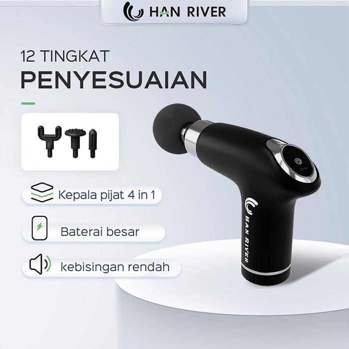 HAN RIVER Alat pijat MASSAGE GUN - DEEP TISSUE MUSCLE MASSAGER GUN-HITAM