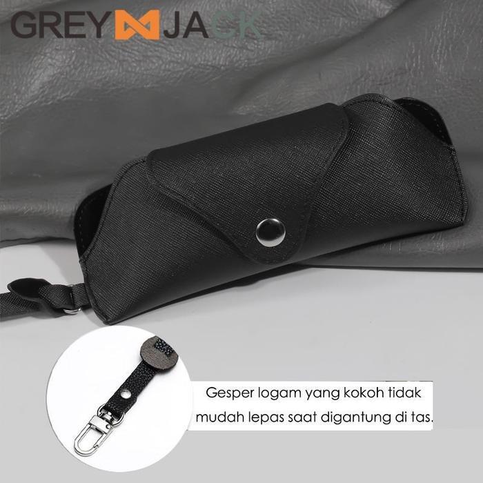 Grey Jack Pouch Kacamata /Box Kancing Kacamata Kulit Simple Waterproof