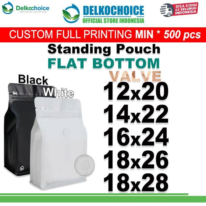 FLAT BOTTOM VALVE Plastik Klip COFFEE BAG ZIPLOCK DELKOCHOICE PREMIUM