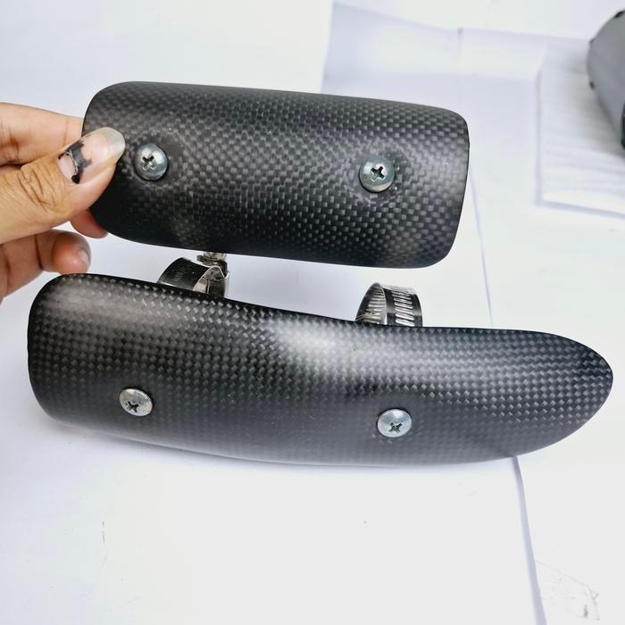 Pipe Guard Custom Carbon Cover Leher Knalpot Motor Carbon Cover Pipa Knalpot Carbon Pelindung Pipa