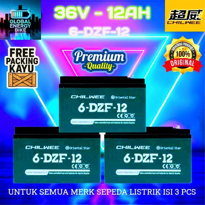 Baterai Sepeda Listrik / Aki Sepeda Listrik Chilwee Sepeda Listrik 36V-12Ah / 6-Dzf-12 100 Original