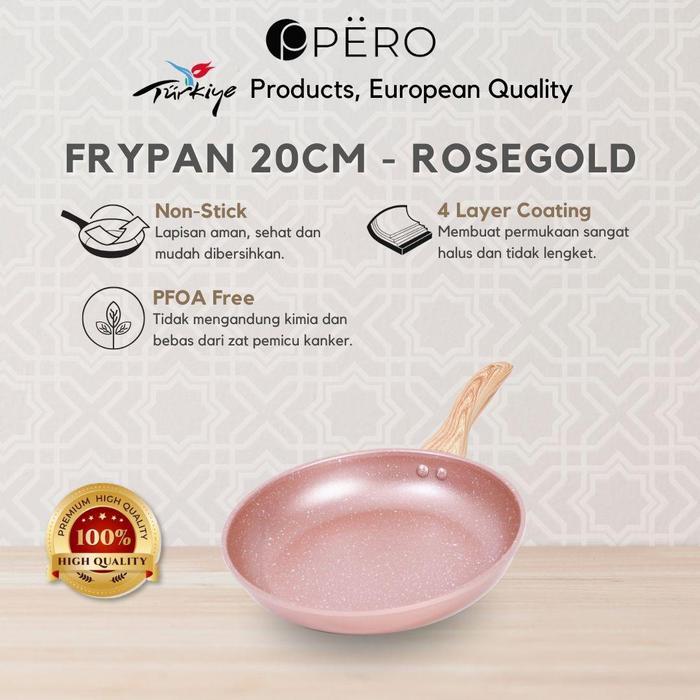 [BEST DEAL] Pero Frypan 20cm Nonstick Granite Wooden Handle/ Wajan Tanpa Minyak