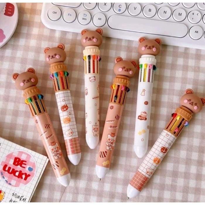 "New" PULPEN 10 WARNA BERMOTIF LUCU /PULPEN ANAK KARAKTER MOTIF DINO UNICORN Stationery